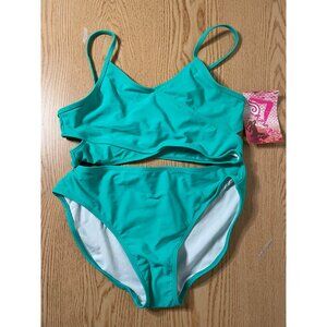 B6 New Girls 2Pc Bikini Swimsuit Green size 16 or womens xs/small